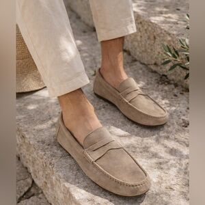 Jack Erwin Decker Suede Driving Loafers Sand Leather Portugal